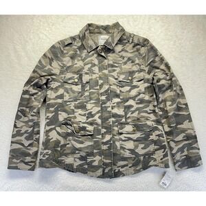 Mudd Camo Jacket Womens XL Green Zip Snap Military Trucker New With Tags